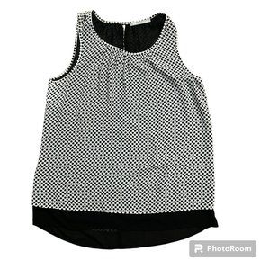 Daniel Rainn Polka Dot Tank Top Black and White Blouse - Medium